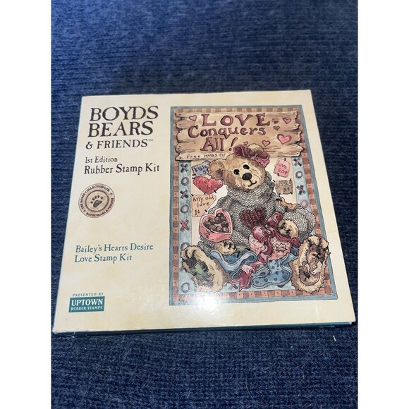 Boyds Bears & Friends "Baileys Heart Desire Love" 1st Edition Rubber Stamp Kit - Picture 1 of 5